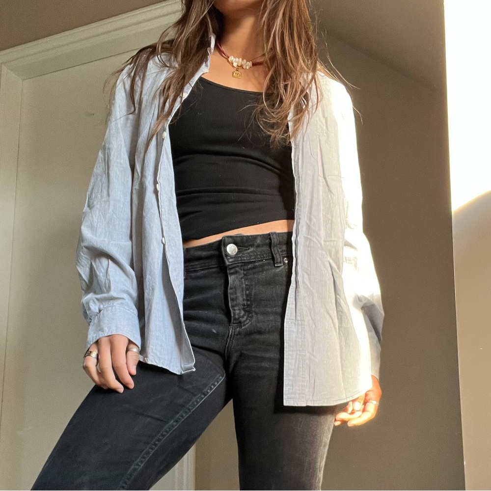 Striped Cotton Button Up Shirt